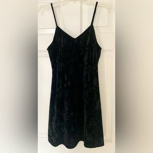 ANGIE Women’s Black Slip Dress Teddy Size Medium M Textured Velvet Sexy Straps